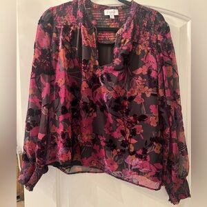 Evereve velvet burnout blouse